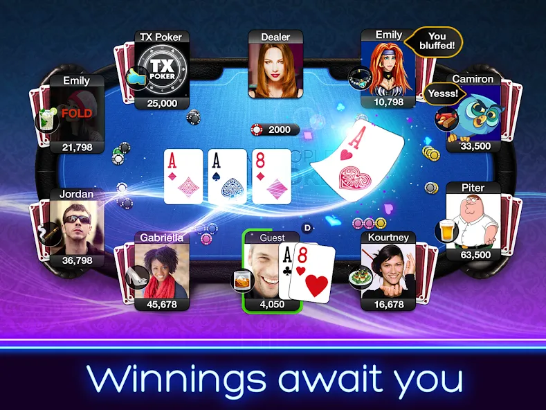 TX Poker - Texas Holdem Poker  [МОД Бесконечные монеты] Screenshot 2