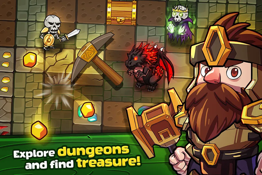 Mine Quest: Battle Dungeon RPG (Майн Квест)  [МОД Много денег] Screenshot 1