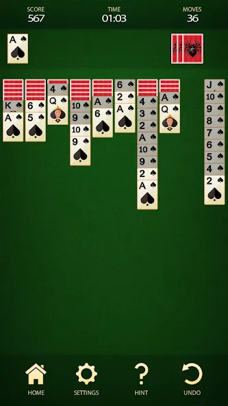 Spider Solitaire: Card Game (Спайдер Солитер)  [МОД Menu] Screenshot 3