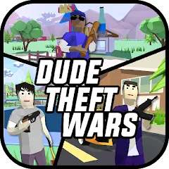 Взломанная Dude Theft Wars Shooting Games (Дуд Тефт Варс)  [МОД Mega Pack] - последняя версия apk на Андроид