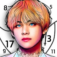 Скачать взломанную Kpop Paint by Numbers BT21  [МОД Бесконечные монеты] - последняя версия apk на Андроид