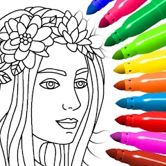 Скачать взломанную Coloring for girls and women  [МОД Много монет] - последняя версия apk на Андроид