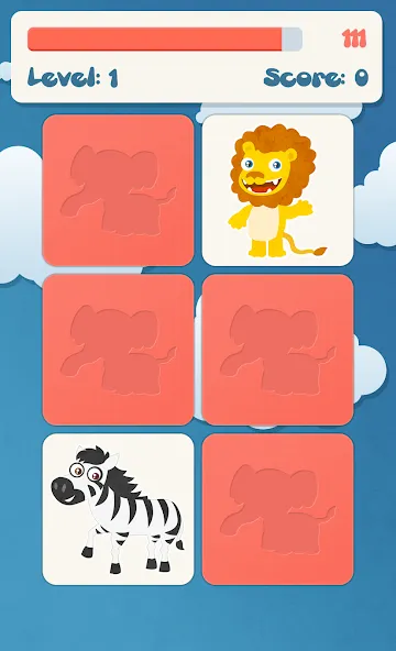 Animals memory game for kids  [МОД Бесконечные монеты] Screenshot 2