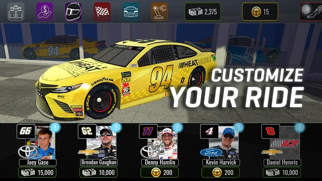 NASCAR Heat Mobile (НАСКАР Хит Мобилай)  [МОД Много монет] Screenshot 2