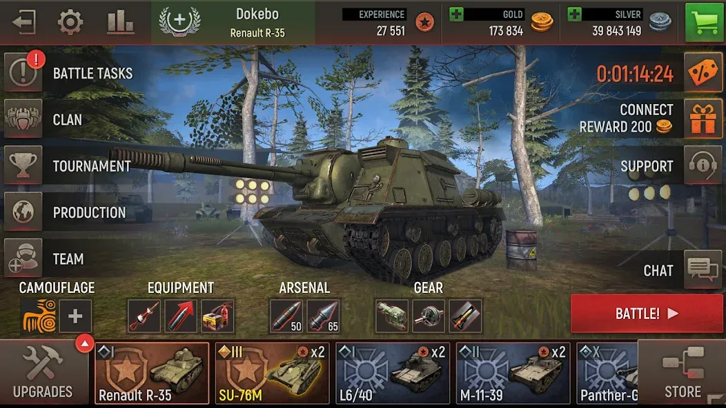 Battle Tanks: Tank Games WW2 (Бэтл Тэнкс)  [МОД Бесконечные деньги] Screenshot 4