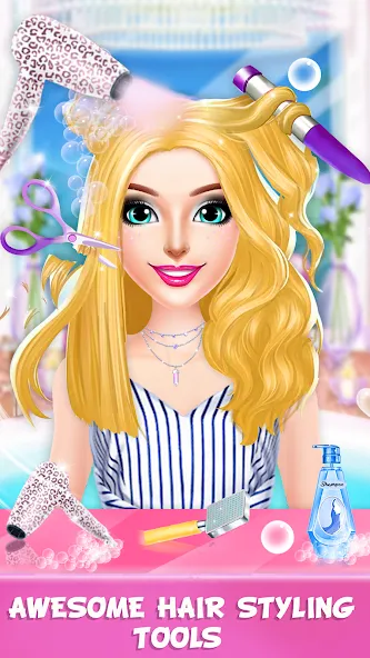 Braided Hair Salon Girls Games  [МОД Много денег] Screenshot 4