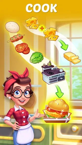 Merge Cooking:Theme Restaurant  [МОД Все открыто] Screenshot 4