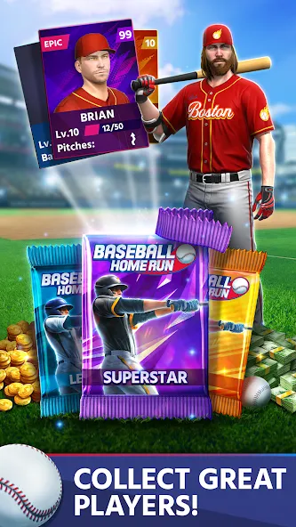 Baseball: Home Run Sports Game (Бейсбол)  [МОД Бесконечные деньги] Screenshot 4