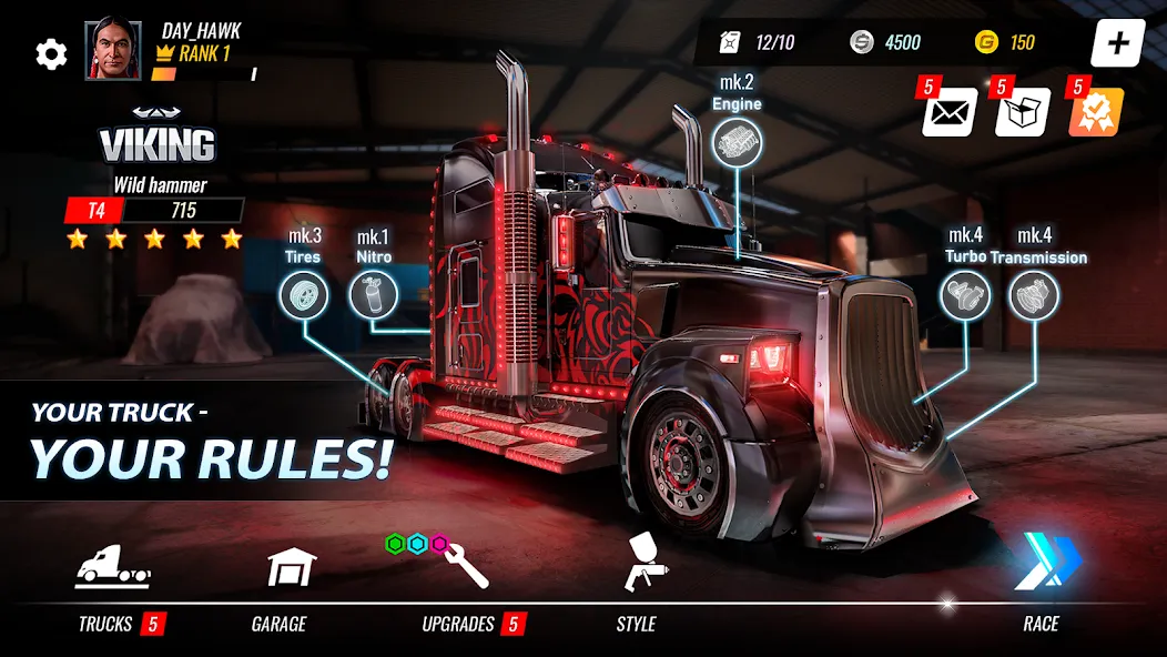 Big Rig Racing: Drag racing (Биг Риг Рейсинг)  [МОД Меню] Screenshot 1