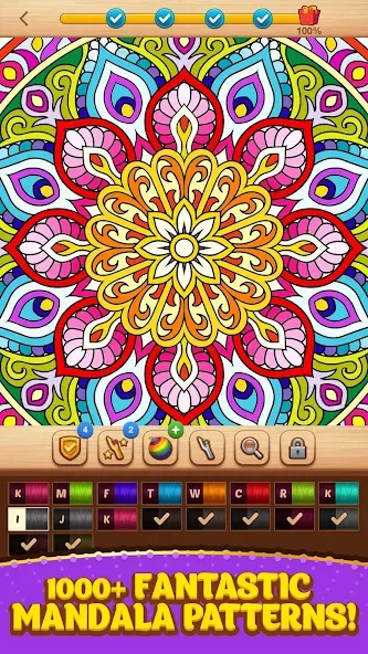 Cross Stitch Coloring Mandala (Кроссстиль раскрашивание мандала)  [МОД Unlocked] Screenshot 1