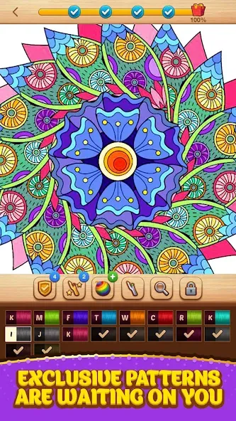 Cross Stitch Coloring Mandala (Кроссстиль раскрашивание мандала)  [МОД Unlocked] Screenshot 4