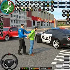 Скачать взломанную City Police Car Driving Games  [МОД Mega Pack] - полная версия apk на Андроид