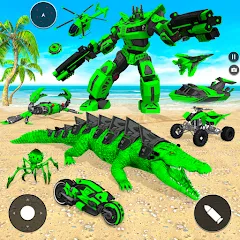 Скачать взломанную Crocodile Animal Robot Games  [МОД Много монет] - стабильная версия apk на Андроид