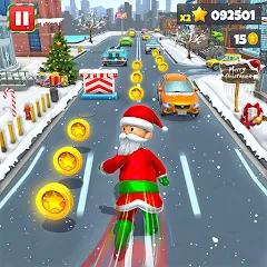 Взломанная Xmas Santa Surfer Running Game (Ксмас Санта Серфер Раннинг Гейм)  [МОД Unlimited Money] - полная версия apk на Андроид