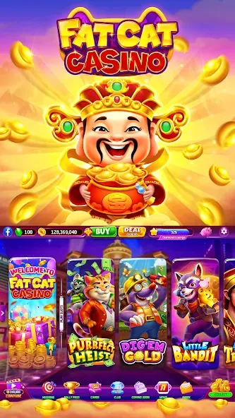 Fat Cat Casino - Slots Game (Фэт Кэт Казино)  [МОД Unlocked] Screenshot 2