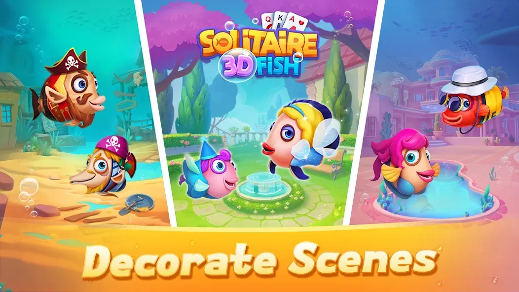 Solitaire 3D Fish  [МОД Все открыто] Screenshot 2