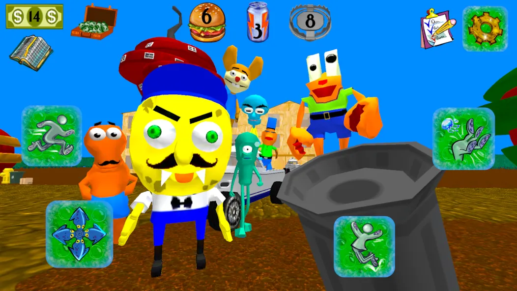 Sponge Neighbor Escape 3D (Спонж Сосед Побег 3D)  [МОД Все открыто] Screenshot 3