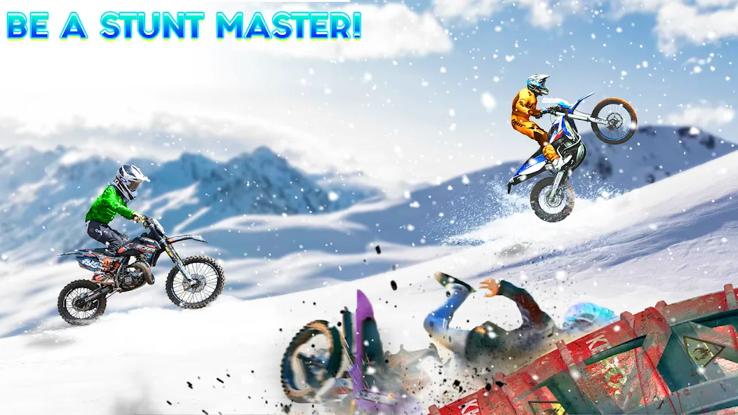 Snow Tricky Bike Stunt Race 3D  [МОД Меню] Screenshot 3