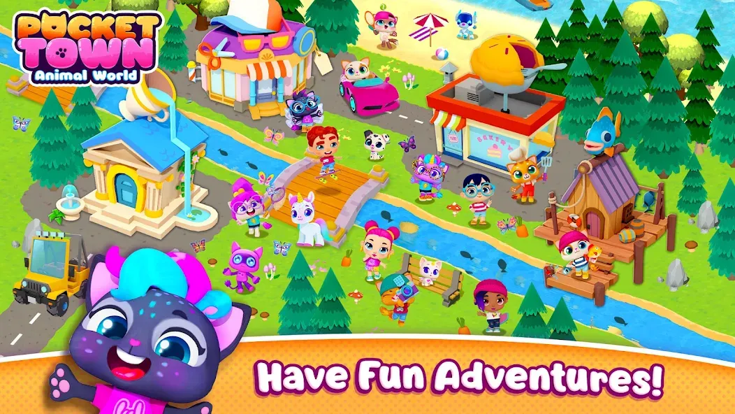 Pocket Town - Animal World  [МОД Unlimited Money] Screenshot 1