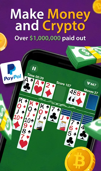 Solitaire - Make Money  [МОД Бесконечные монеты] Screenshot 1