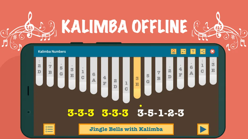 Kalimba App With Songs Numbers (Калимба приложение с песнями и цифрами)  [МОД Много денег] Screenshot 2